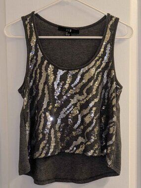 zebra sequin crop top
